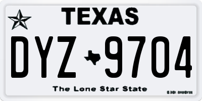 TX license plate DYZ9704
