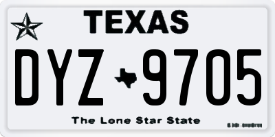 TX license plate DYZ9705