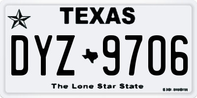 TX license plate DYZ9706