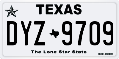 TX license plate DYZ9709