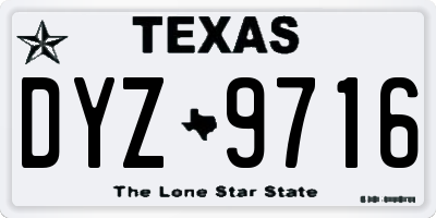 TX license plate DYZ9716