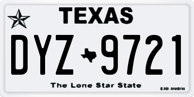 TX license plate DYZ9721