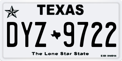 TX license plate DYZ9722