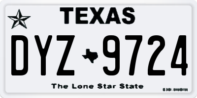 TX license plate DYZ9724