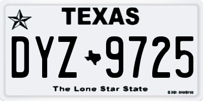 TX license plate DYZ9725