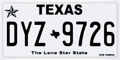 TX license plate DYZ9726