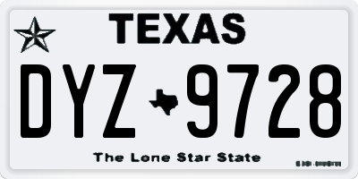 TX license plate DYZ9728