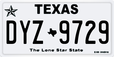 TX license plate DYZ9729