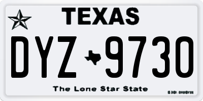 TX license plate DYZ9730