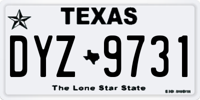 TX license plate DYZ9731