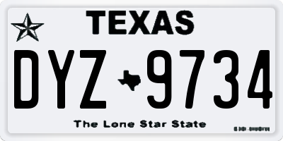 TX license plate DYZ9734