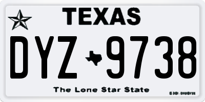 TX license plate DYZ9738