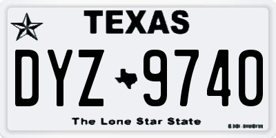 TX license plate DYZ9740