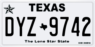 TX license plate DYZ9742
