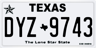 TX license plate DYZ9743