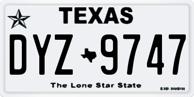 TX license plate DYZ9747