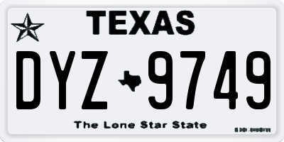 TX license plate DYZ9749
