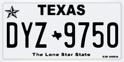 TX license plate DYZ9750