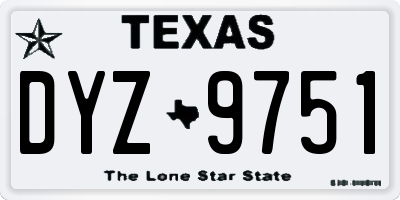 TX license plate DYZ9751