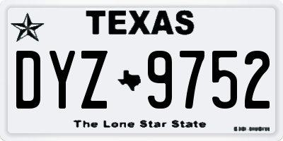 TX license plate DYZ9752