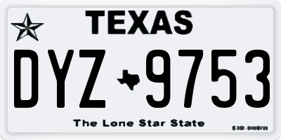 TX license plate DYZ9753