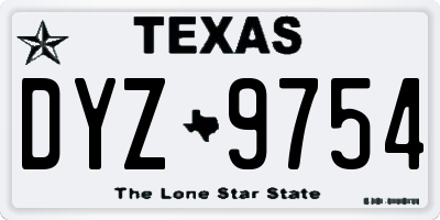 TX license plate DYZ9754