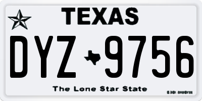 TX license plate DYZ9756