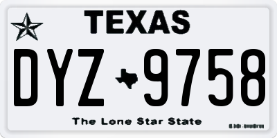TX license plate DYZ9758