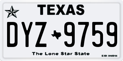 TX license plate DYZ9759
