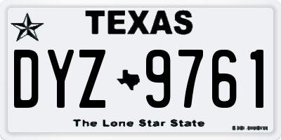 TX license plate DYZ9761