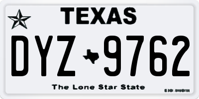 TX license plate DYZ9762