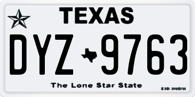 TX license plate DYZ9763