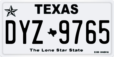 TX license plate DYZ9765