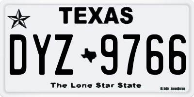 TX license plate DYZ9766