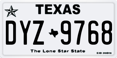 TX license plate DYZ9768