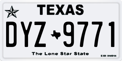 TX license plate DYZ9771