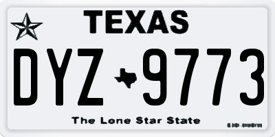 TX license plate DYZ9773