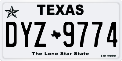 TX license plate DYZ9774