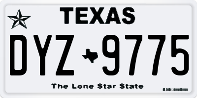 TX license plate DYZ9775