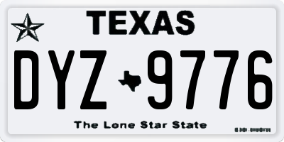 TX license plate DYZ9776