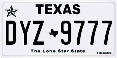 TX license plate DYZ9777