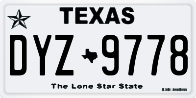 TX license plate DYZ9778