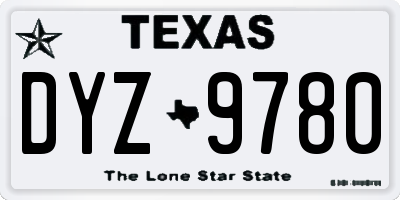 TX license plate DYZ9780