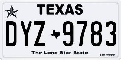 TX license plate DYZ9783