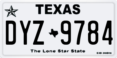 TX license plate DYZ9784
