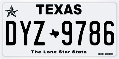 TX license plate DYZ9786