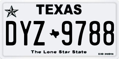 TX license plate DYZ9788