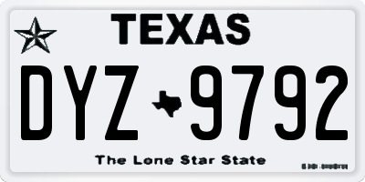 TX license plate DYZ9792