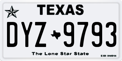 TX license plate DYZ9793