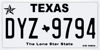 TX license plate DYZ9794